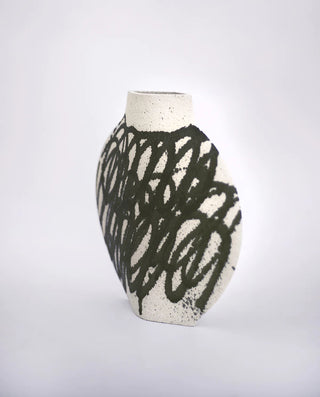 Ceramic Vase ‘Lune Circles' Black