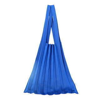 Knit Pleated Shoulder Bag made from Recycled Ocean Plastic - Blue